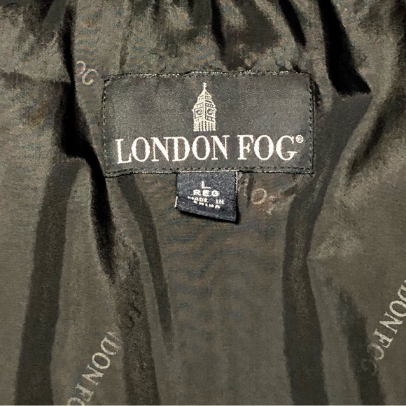 London Fog Black Zip Up Jacket Coat Wool Acrylic Blend Lining Men’s Size L - Picture 6 of 11